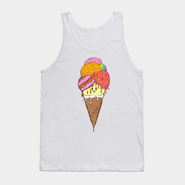 Rainbow Cute Ice Cream Cone Tank Top by kenallouis